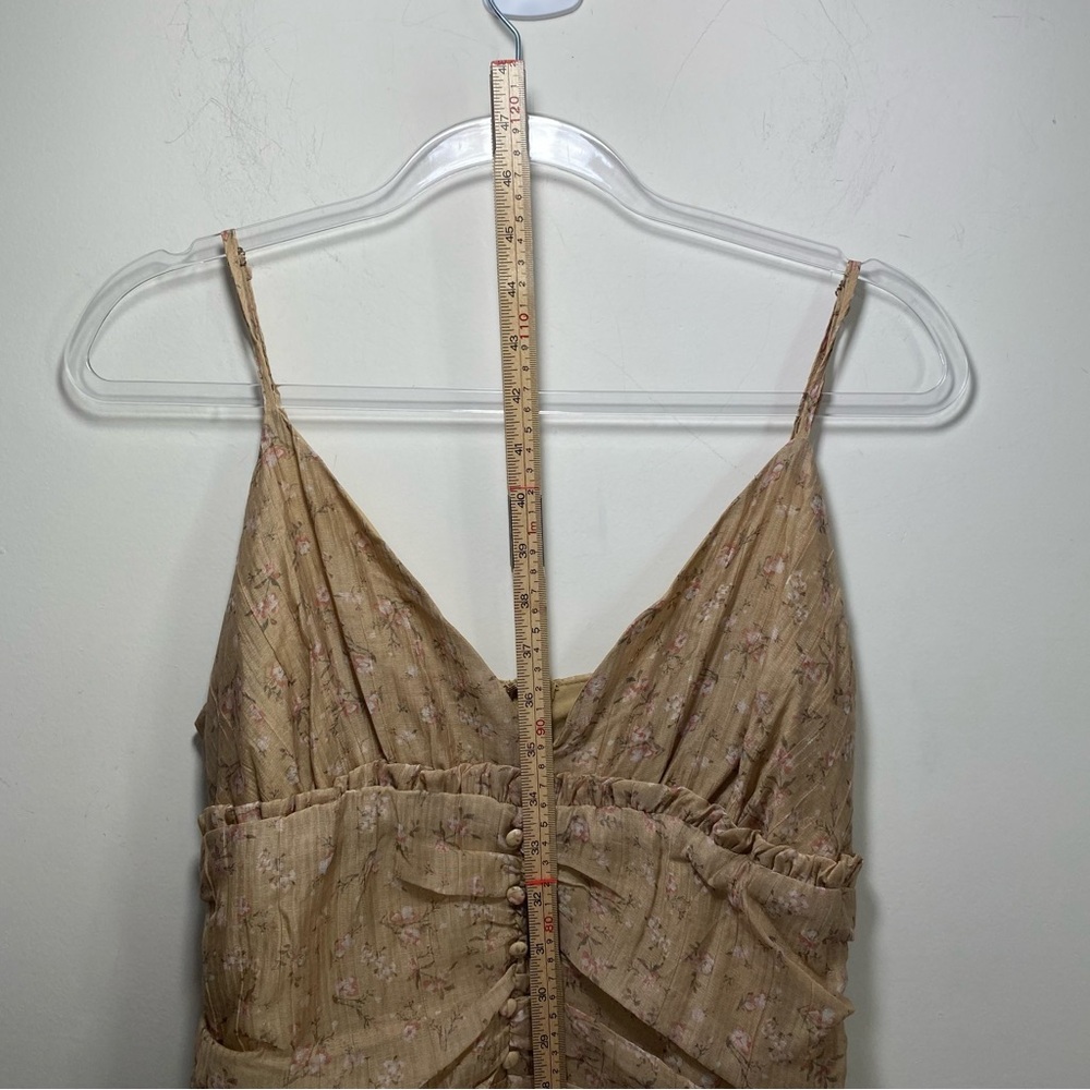 Storia Cottagecore Dainty Midi‎ Floral Boho Strappy Tiered Midi Dress L Tan New - Picture 5 of 8